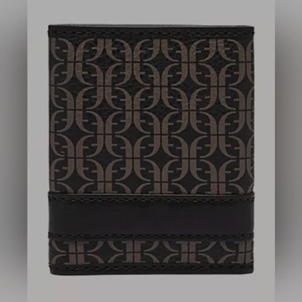 Fossil Men's Lufkin Trifold Wallet Black/Brown‎